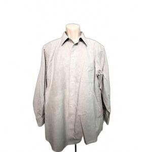Gold Label Fitted Men's Long Sleeve Button Down Gray Dress Shirt Size 16 1/2 /34